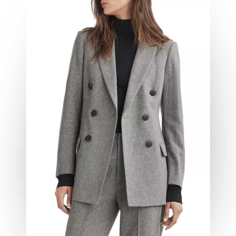 Rag & Bone grey Warren double breasted wool blazer